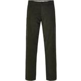 Selected XS Bukser & Shorts Selected Corduroy Straight Leg Trousers - Forest Night