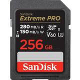 256 GB - UHS-II Hukommelseskort SanDisk Extreme PRO SDXC Class 10 UHS-II U3 V60 280/150MB/s 256GB