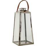 Skind Lysestager, Lys & Dufte Dkd Home Decor Brown Silver Leather Crystal Steel Lantern