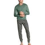 Calida Pyjamasser Calida Relax Streamline Pyjama With Cuff Grønn Mønster bomull Herre