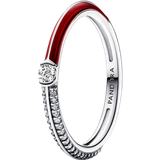 Rød Smykker Pandora Me Pavé & Dual Ring - Silver/Red/Transparent