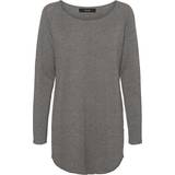 Bådudskæring - Dame Sweatere Vero Moda Nellie Knitted Sweater - Grey/Medium Grey Melange