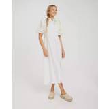 Selected Hvid Kjoler Selected Femme Slfviolette 2/4 Ankle Broderi Dress Studenterkjoler Bright White