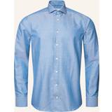 Eton Contemporary Fit Mid Blue Linen Shirt Mand Langærmede Skjorter hos Magasin Blå