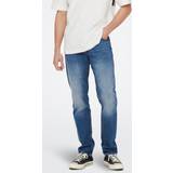 Elastan/Lycra/Spandex - Figursyet Bukser & Shorts Only & Sons Onsavi Comfort Dm. Blue 4935 Jeans