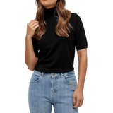 Minus Dame Sweatere Minus Lima Roll Neck Knitted Polo Collar - Black