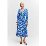 Mango Enskuldret / Enæremet Tøj Mango Women's Ruffled Detail Printed Dress Blue Blue