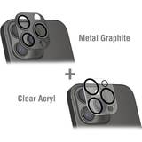 4smarts iPhone 15 Pro 15 Pro Max StyleGlass Kameralinse Beskyttelsesglas 2 stk. Metal Graphite Clear Acryl