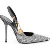 42 - Sølv Højhælede sko Versace 'Safety Pin' Slingback Pumps