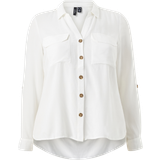 48 - Dame - Hvid Skjorter Vero Moda Regular Fit Skjortekrave Curve Ærmer Opsmøg Skjorte