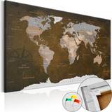 Lærred Brugskunst Artgeist Cinnamon Travels Brunt verdenskort Billede