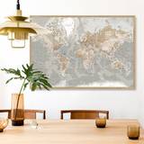 Bomuld - Brun Vægdekorationer Incado World Map Opslagstavle 116x80cm