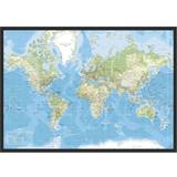 Blå - Bomuld Vægdekorationer Incado Classic World Map Billede 100x70cm