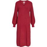 Ballonærmer - Polyester - Rød Kjoler Object Malena Knitted Dress - Red Dahlia