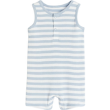 Babyer - Ærmeløse Playsuits H&M Bbay Ribbed Romper Suit - Light Blue/Striped