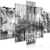 Lærred - Sort Vægdekorationer New York City Collage Wide Billede