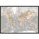 Incado Gray World Map Billede 100x70cm