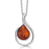 Rød Halskæder Støvring Design Amber Double Drop Necklace - Silver/Red
