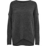 40 - Elastan/Lycra/Spandex Sweatere Only Nanjing O Neck Knitted Pullover - Grey/Dark Grey Melange