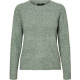Grøn - M - Nylon Overdele Vero Moda Doffy O-Neck Long Sleeved Knitted Sweater - Green/Laurel Wreath