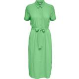 Grøn - Polyester - Skjortekrave Kjoler Only Short Sleeve Midi Dress - Absinthe Green