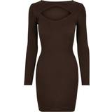 Bådudskæring - XL Kjoler Urban Classics Ladies Cut Out Mini Knit Evening Dress - Brown