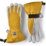 Dame - Gul - Skind Handsker Hestra Heli Female 5-finger Ski Gloves - Mustard/Off White