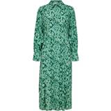 Selected Grøn - Viskose Kjoler Selected Walda Printed Midi Dress - Absinthe Green