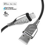 Naztech Kabler Naztech 6-Ft. Titanium USB MFi Lightning Braided Cable