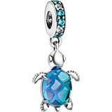 Pandora Turkis Smykker Pandora Sea Turtle Dangle Charm - Silver/Turquoise/Transparent