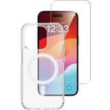 Glas - Hvid Mobiletuier 4smarts 3in1 Premium Starter Set MagSafe for iPhone 15 Pro