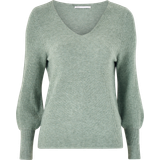 Grøn - V-udskæring Sweatere Only Latia Long V-neck Knitted Pullover - Green/Chinois Green