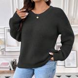 Shein Plus Drop Shoulder Ribbed Knit Sweater