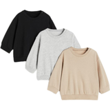 Overdele H&M Baby Cotton Sweatshirts 3-pack - Light Gray Melange/Black