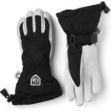Dame - Skind Handsker Hestra Women's Heli Ski 5-Finger Gloves - Black/Off White