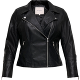 Dame - Viskose Jakker Only Emmy Curvy Biker Faux Leather Jacket - Black
