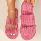 49 - Polyester Indetøfler Shein Women Minimalist Fuzzy Bedroom Slippers, Fashion Indoor Home Slippers