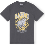 Ganni Rund hals Overdele Ganni Relaxed Cat T-shirt - Volcanic Ash