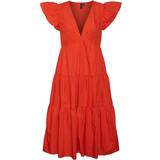 Bomuld - Slids Kjoler Vero Moda Jarlotte Dress - Spicy Orange
