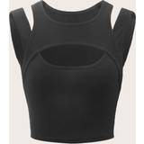 Cut-Out - Dame - Elastan/Lycra/Spandex Overdele Shein Solid Cut Out Tank Top