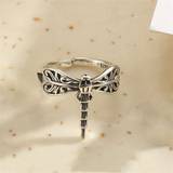 Zink Ringe Shein 1pc Vintage Alloy Dragonfly Electroplated Ring, Unisex, For Commuting