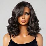 Sorte Parykker Shein Short Transparent Lace Wave Bob Lace Front Wigs Real Human Hair