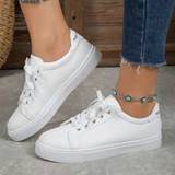 Shein Women Letter Graphic Lace-up Front Skate Shoes, Sporty Sneakers