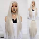 Hvide Parykker Shein 13*1 T-Part Lace Front Long Straight Synthetic Wig