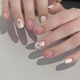 Vitaminer Kunstige negle & Neglepynt Shein Transform Your Nails with 24pcs Short Square Gradient Flowers Print Nail 1pc Nail