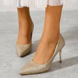 Guld - Spænde Højhælede sko Shein Glamorous Gold Court Pumps For Women, Glitter Point Toe Stiletto Heeled Pumps