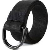 Dame - Polyamid Bælter Shein 3.8cm Double D-ring Buckle Canvas & Weaved Belt For Men And Women, Casual Style, Adjustable Length
