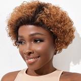 Multifarvede Extensions & Parykker Shein Transparent Lace Pixie Cut CutÂ Curly 13 X Wig 150%