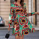 Multifarvet - Skjortekrave Kjoler Shein Allover Print Button Front Shirt Dress