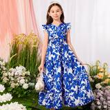 Blomstrede - Sløjfe Kjoler Shein Kids Nujoom Girls Floral Print Ruffle Trim Belted Dress